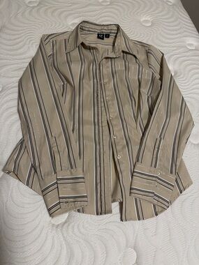 Milano Beige Striped Button-Up Shirt